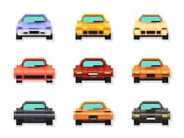 Free photo 8-bits cars gaming assets