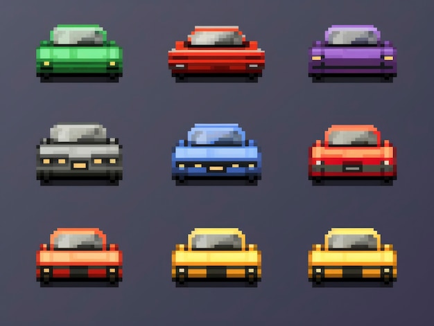8ビットの自動車ゲーム資産