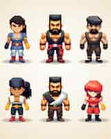 Free photo 8-bits characters gaming assets