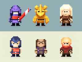 Free photo 8-bits characters gaming assets