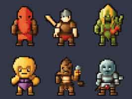 Free photo 8-bits characters gaming assets