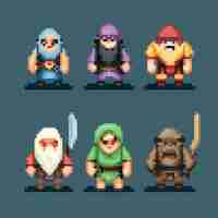 Free photo 8-bits characters gaming assets