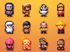 Free photo 8-bits characters gaming assets