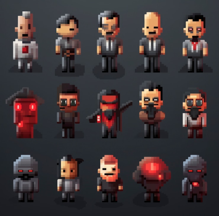Free Photo 8-bits characters gaming assets
