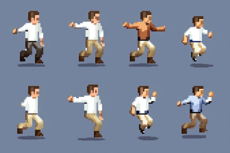 Free Photo 8-bits characters gaming assets