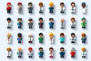 Free photo 8-bits characters gaming assets