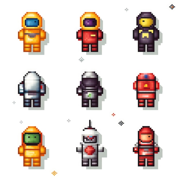 Free photo 8-bits characters gaming assets