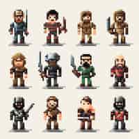 Free photo 8-bits characters gaming assets