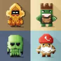 Free photo 8-bits characters gaming assets