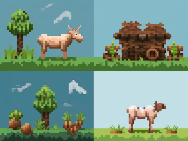 Free photo 8-bits farm gaming assets