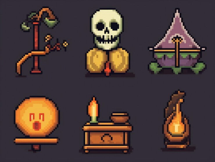 Free Photo 8-bits items gaming assets