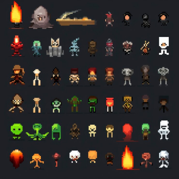 Free Photo 8-bits objects gaming assets
