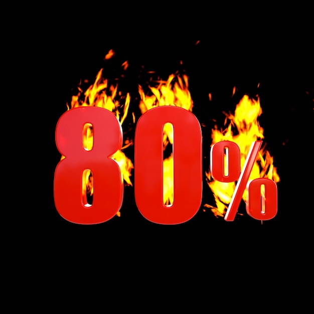 Free photo 80 percent with hot fire