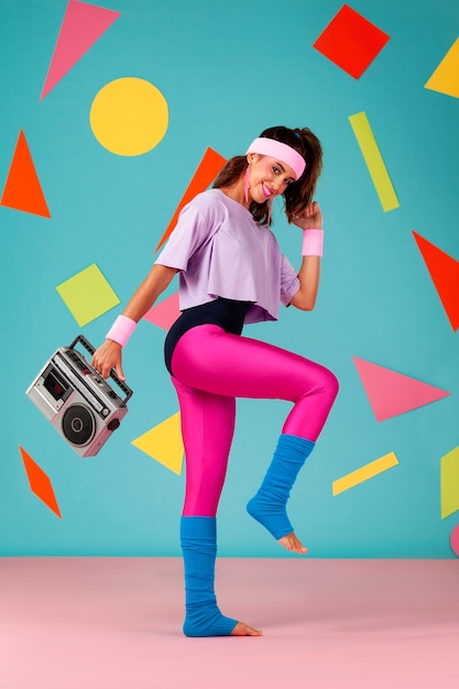 Free Photo | 80s trainer doing exercises