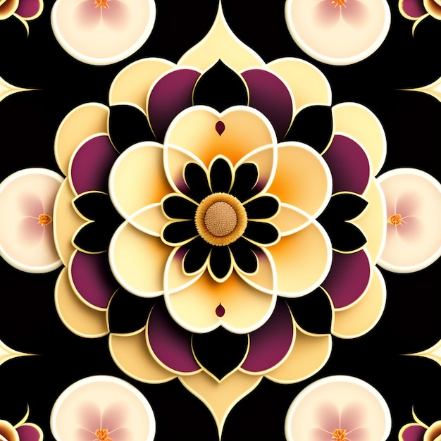무료 사진 다음과 같은 꽃 무늬가 있는 검은색과 보라색 배경