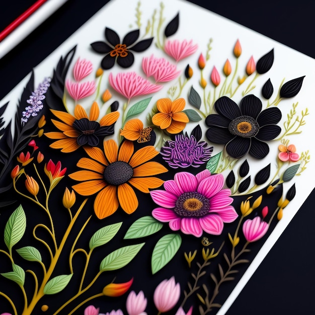 Бесплатное фото Книга с цветами, на которой написано, что я люблю цветы