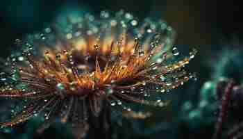 Бесплатное фото Крупный план цветка с каплями воды на нем