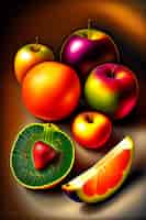 Бесплатное фото Красочный фрукт отображается на столе.