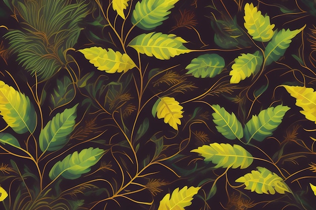 Бесплатное фото Красочный узор из листьев со словом 