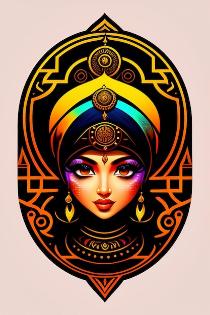 無料写真 明るい色の頭飾りを持つイスラム教徒の女性のカラフルなポートレート。