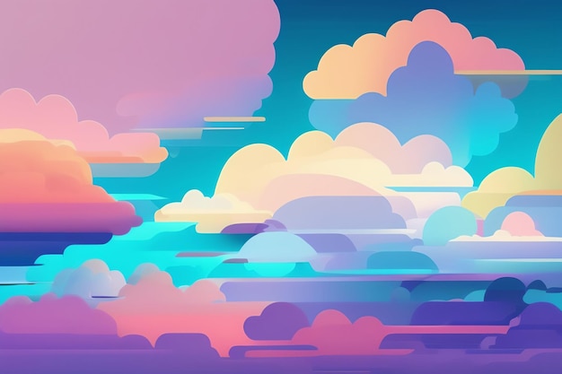 Бесплатное фото Красочное небо с облаками и облако слов на нем