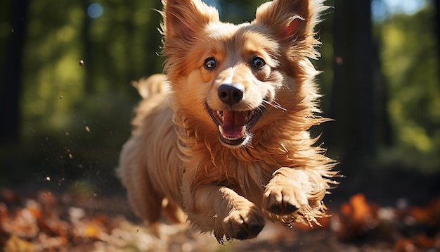 無料写真 人工知能が生成した夏を楽しむ芝生の中を走るかわいい遊び心のある子犬