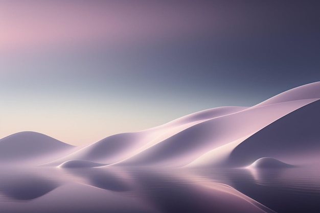 Бесплатное фото Пустынный пейзаж с розовым небом и фиолетовым фоном.