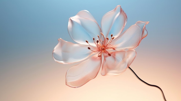 無料写真 パステル色の背景に透明な素材で作られた花