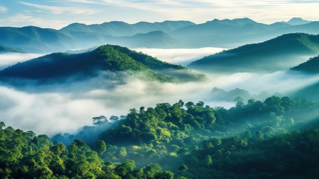 無料写真 ジャングルの霧の風景