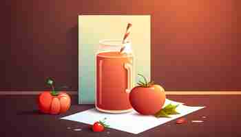 Бесплатное фото Стакан томатного сока и томатный генеративный ии