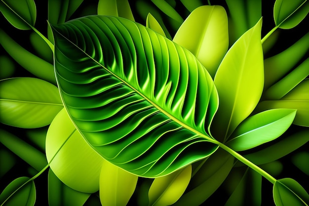 무료 사진 바나나라는 단어가 있는 녹색 잎
