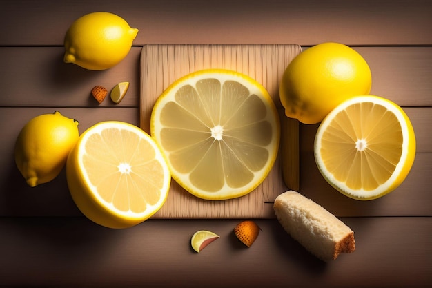 무료 사진 레몬 그림과 나무 판자에 칼