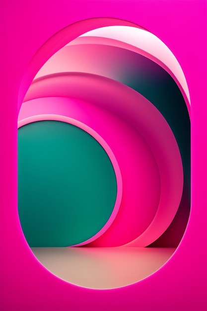 無料写真 曲線デザインのピンクとグリーンの抽象的な背景。
