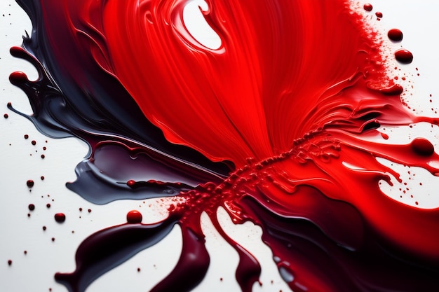 무료 사진 중앙에 하트 모양이 있는 빨간색과 검은색 페인트.