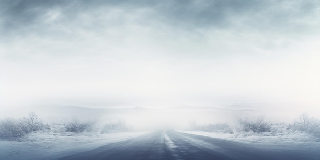 無料写真 雪に覆われた道路は ⁇ 霧の冬の風景に消える ⁇