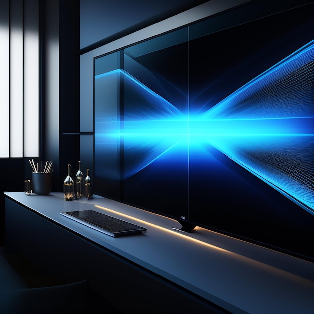 Бесплатное фото Телевизор с синим светом, на котором есть синий свет.