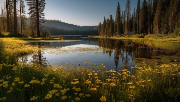 Бесплатное фото Яркий летний луг отражает красоту природных цветов, генерируемых искусственным интеллектом