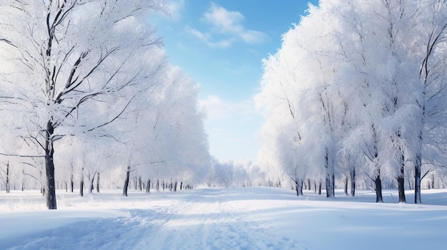 無料写真 雪で覆われた木々の冬の風景