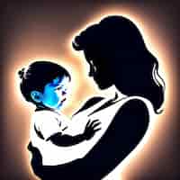 無料写真 青い顔をした赤ちゃんを抱く女性。
