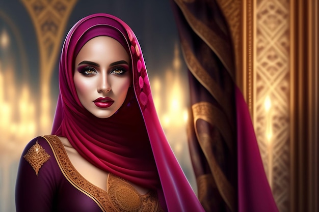無料写真 ヒジャブと赤いスカーフを着た女性