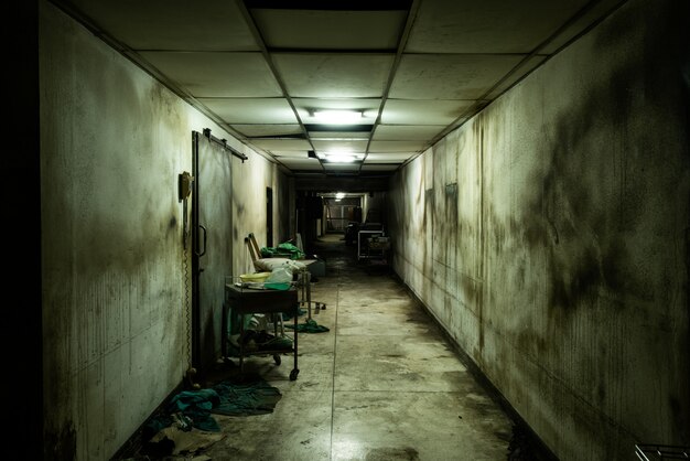 Abandoned alley in psychiatric hospital