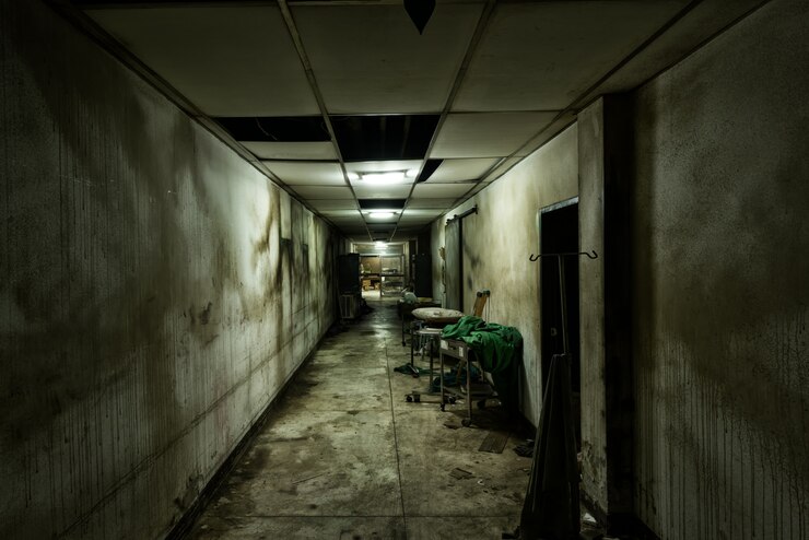 Free Photo abandoned alley in psychiatric hospital