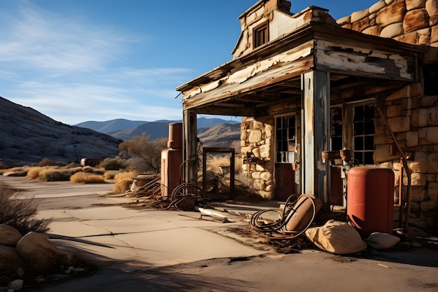 Free photo abandoned desert building