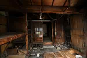 Free photo abandoned house cluttered interior