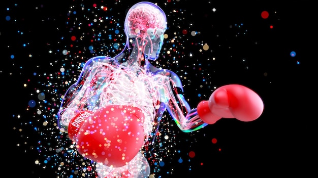 Foto gratuita anatomia 3d astratta di un uomo di boxe