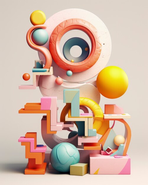 Abstract 3d creation made from geometric shapes