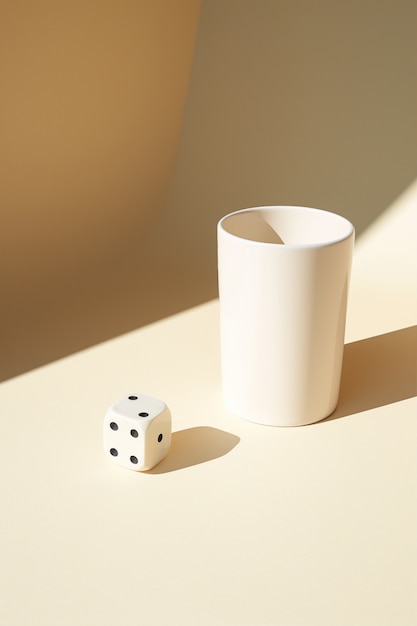 Free photo abstract 3d dice with cup