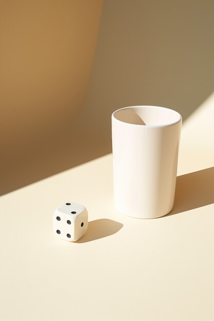 Abstract 3d dice with cup