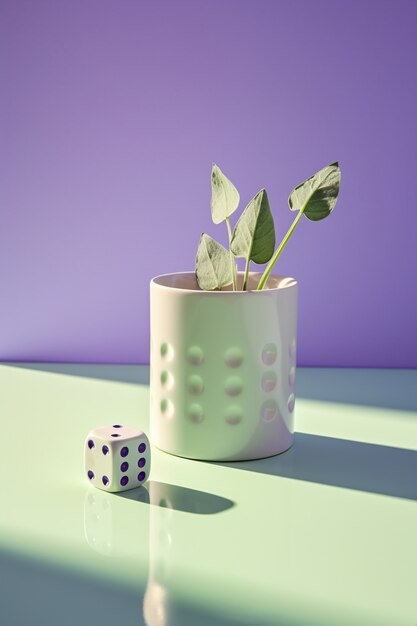 Abstract 3d dice with cup