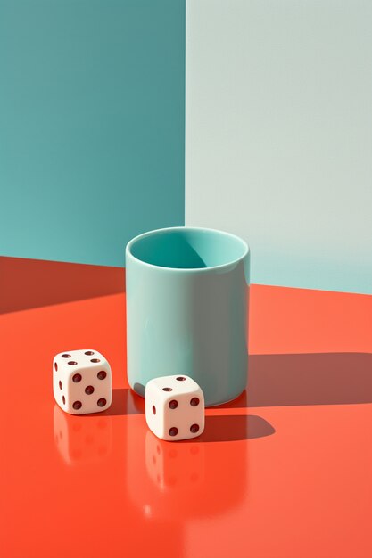 Abstract 3d dice with cup